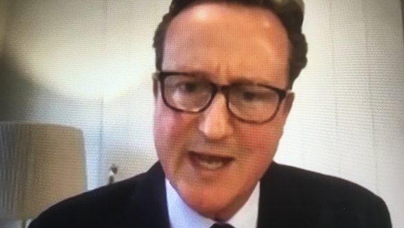 Former UK PM David Cameron speaks to a parliamentary committee on his role at Greensill Capital.