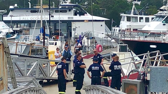 HAZMAT and RMS officers with staff and co-director of All Occasions Cruises Rosie Elias.