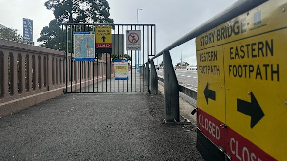 The Story Bridge footpaths have been closed since March 5. The detour says to take the Kangaroo Bridge.