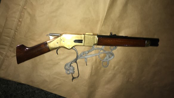 A sawn-off rifle police allegedly seized from Alexander Victor Miller on Tuesday night.