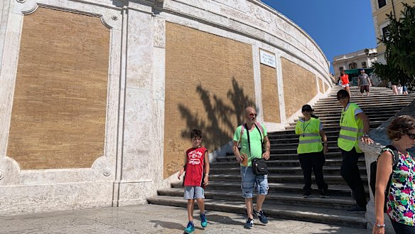 No seating: tourists cannot rest on the Spanish Steps.