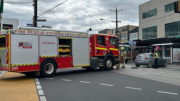 The Alfa Romeo that crashed through Essendon Health Medical Centre on Monday morning.