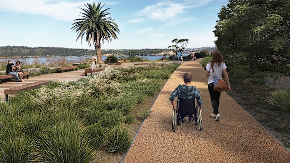 An artist's impression of the wheelchair accessible path through South Head national park.