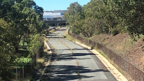 The abandoned busway leading into Westfield Belconnen.