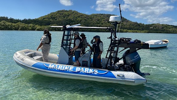 The Department of Environment and Science are searching for the crocodile that was reportedly sighted at North Stradbroke Island.
