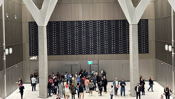 The unfinished digital advertising screen at Town Hall station.