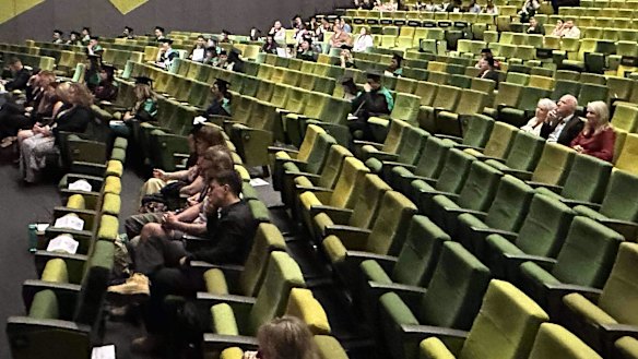 Students walked out en masse during the speech.