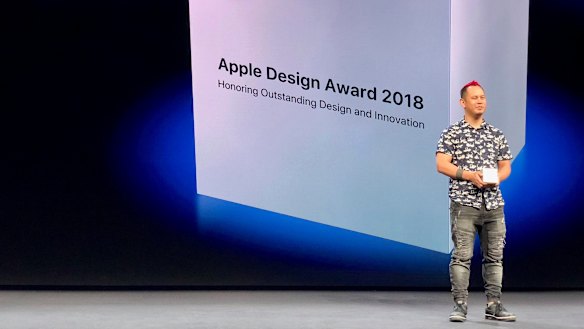 Ken Wong accepts the Apple Design Award at WWDC.