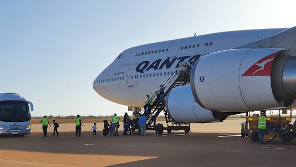The first plane to Christmas Island left on Tuesday morning.