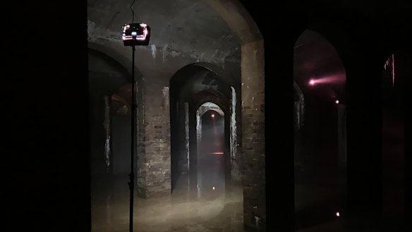 An underground art installation replicates the flooding from the "Cloudburst".