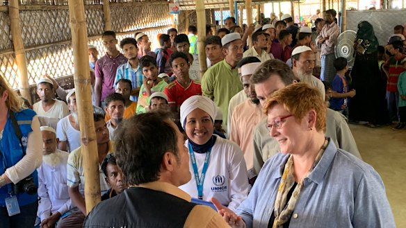 Marise Payne said the goal in Bangladesh was to return the refugees to Myanmar rather than offer them humanitarian places in Australia or elsewhere.