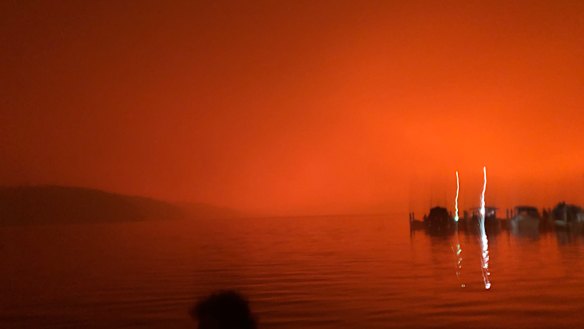 Mallacoota in eastern Victoria, the morning thousands sought refuge on the beach from surrounding fires.