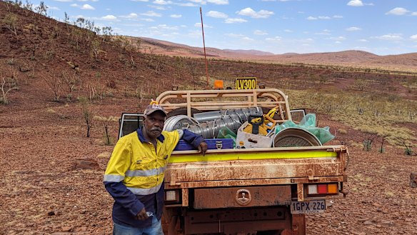 Eastern Guruma traditional owner Nathan Hicks within the footprint of FMG's planned Queens project expansion.