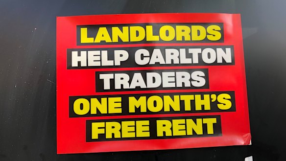 A sign on a building in Lygon Street this week.