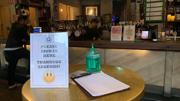 Patrons are required to sign in at the Quarrymans Hotel as restrictions ease across the state. 