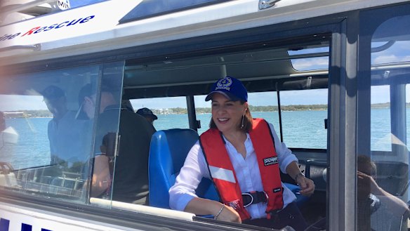 Deb Frecklington in the marginal electorate of Pumicestone on Saturday.