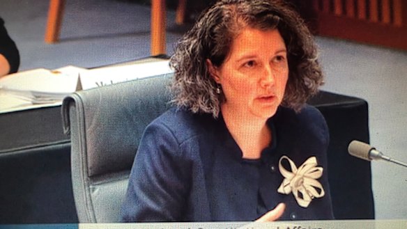 Australian Law Enforcement Integrity Commissioner Jaala Hinchcliffe in a Senate estimates committee hearing.
