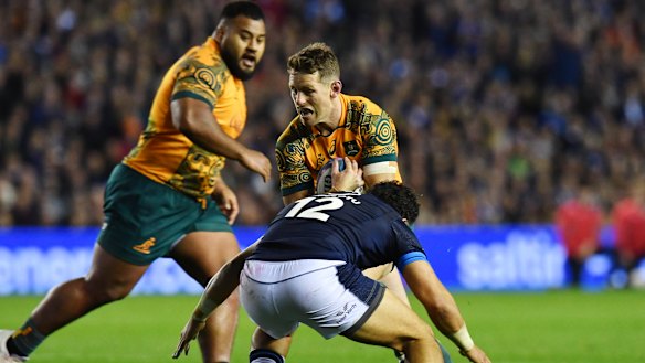 Bernard Foley in action for Australia against Scotland.