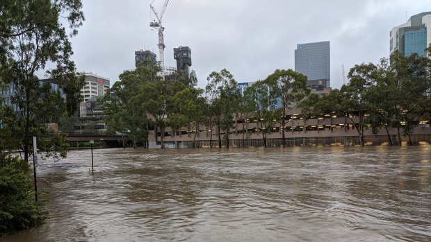 The inundated car park. Image taken 6.45pm Sunday evening.  