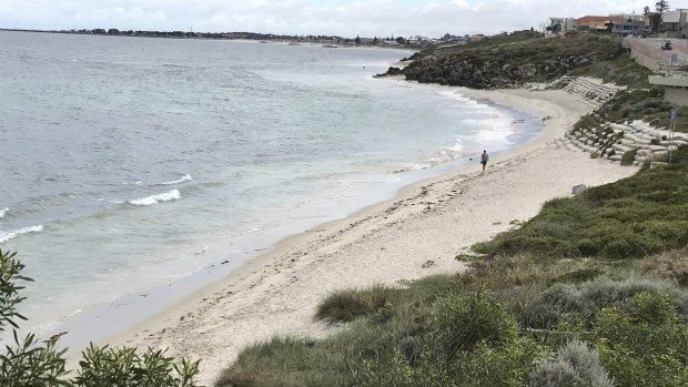 Erosion sandbagging on Marmion Beach, West Coast Highway, with the erosion having now worsened considerably. 