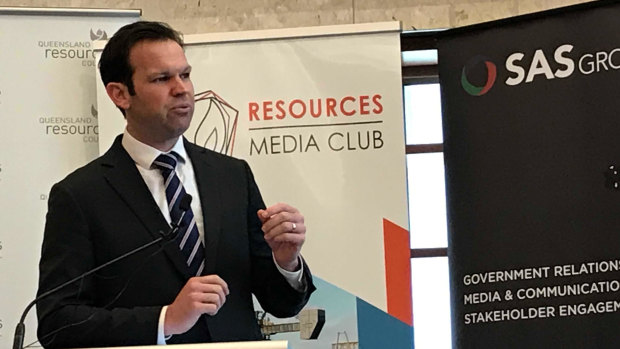 Senator Matt Canavan speaks at the inaugural Queensland Resources Media Club lunch. 
