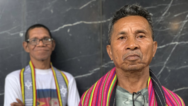 Former resistance fighters Domingos Gabriel (right) – aka Berliku – and Jose Manuel Neto Faria of the band Maubere Timor.