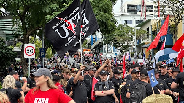 Labor and union members at the Labour Day march in Brisbane.