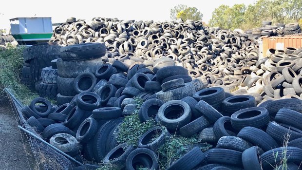 Tyres stored at a south-east Queensland site.