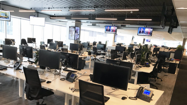 The Age newsroom was empty on Thursday to prevent spread of coronavirus.
