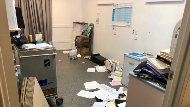 An office at the retirement village was left in a mess following the dispute.