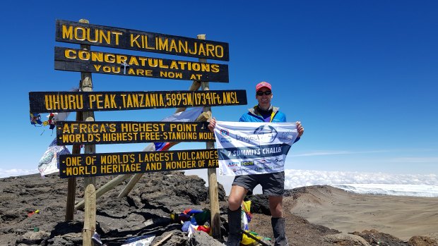 At the top of Mount Kilimanjaro.