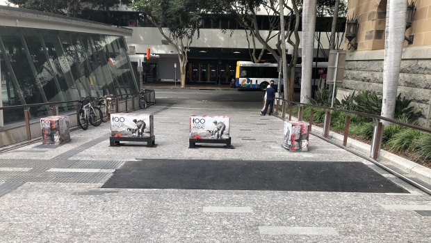 The temporary security bollards were installed in King George Square in January 2017.