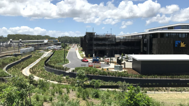 The new University of the Sunshine Coast Petrie campus on Old Gympie Road beside the train station.