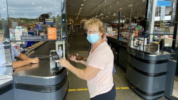 There is no more panic buying says Cheryl Knight as she buys groceries at Aldi’s store at Fairfield.