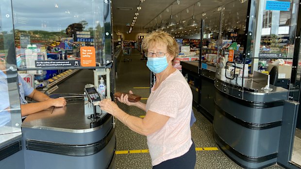 There is no more panic buying says Cheryl Knight as she buys groceries at Aldi’s store at Fairfield.