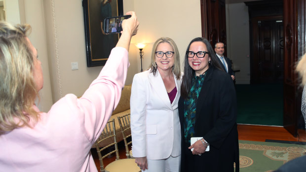 Premier Jacinta Allan yesterday with Harriet Shing, Victoria’s new housing minister.