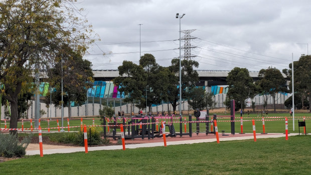 Donald McLean reserve in Spotswood taped off on Wednesday after asbestos-containing material was found.