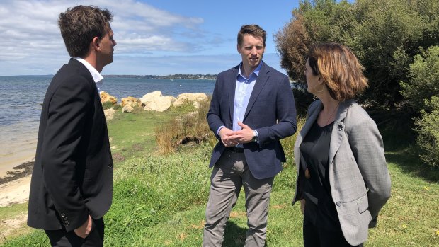 Mandurah mayor Rhys Williams, Canning MP Andrew Hastie, and Peel-Harvey Catchment Council chief executive Jane O'Malley are opposing a marina development in the heart of Mandurah's estuary.