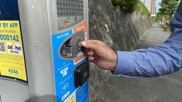 Brisbane parking meters will no longer accept coins from February 22 as most people now use a credit card or their smart phone to pay for meters.