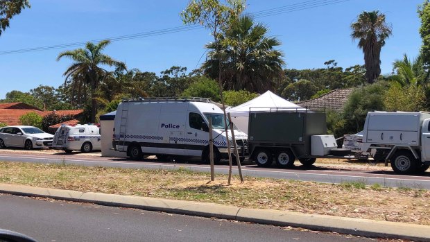 Police at the Duncraig murder scene.