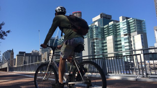 A cyclist in Brisbane's South Bank.