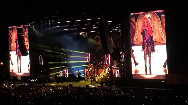 Nicki Minaj performs at the FOMO festival in Parramatta, where a patron died on Saturday. 