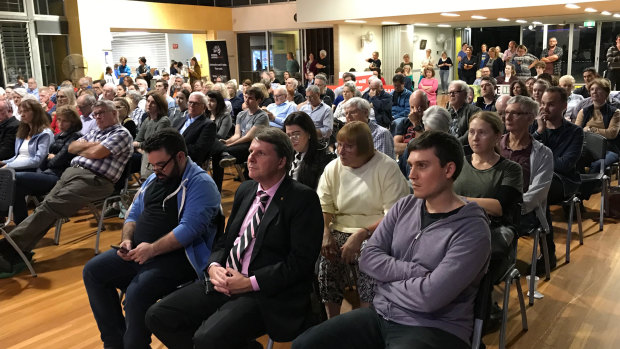 The Ryan electorate candidates forum where the NDIS funding concerns were raised on Wednesday night. Elaine, the mother who raised the concerns is in the photograph.
