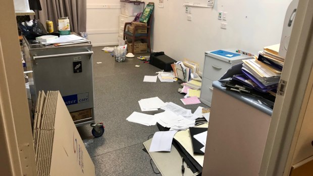 An office at the retirement village was left in a mess following the dispute.