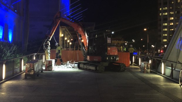 Night works were done in King George Square on May 1.