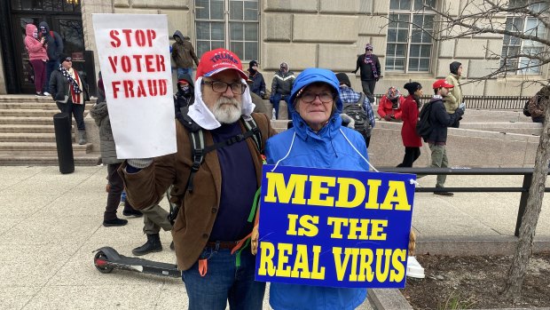 Lenny Dupere, who travelled to the rally with his wife, Linda, was hopeful Trump would find a way to remain in office. 