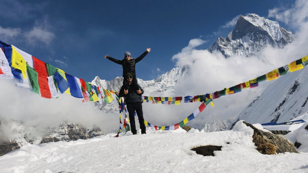 A couple enjoy travel in Nepal organised through Clean Travel.