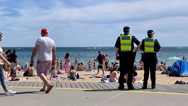 St Kilda beach this afternoon.