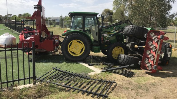 Vandals started a tractor and went on a rampage.