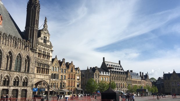The town of Ieper or Ypres,  painstakingly rebuilt through German war reparations. 